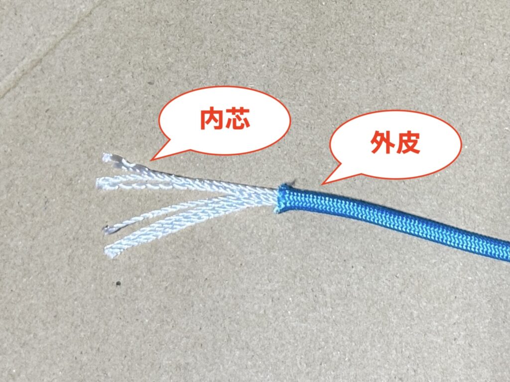パラコードの内芯と外皮
